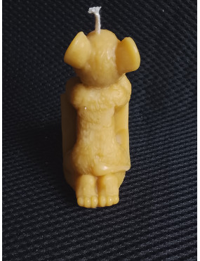 C288  Kneeling Mouse & Cheese Beeswax Candle - Whimsical 7cm Decor