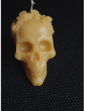 C300 Candle Skull with Roses – 140g, 7cm