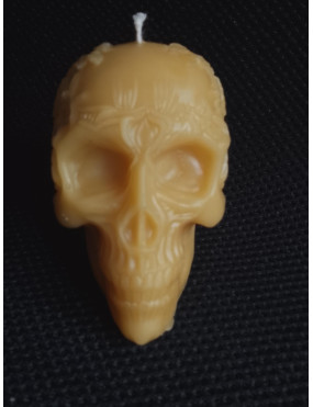C301 Beeswax Candle – Skull with Leaves – 140g, 7cm