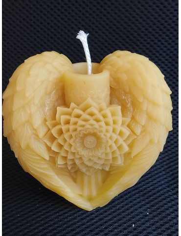 C318 – Angel Wings Beeswax Candle with Flower Detail