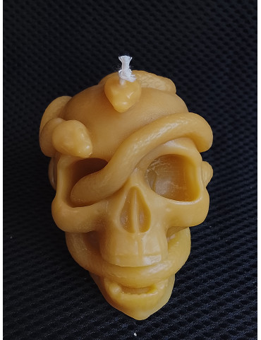 C315 – Skull with Snakes Beeswax Candle, 136g, 7cm