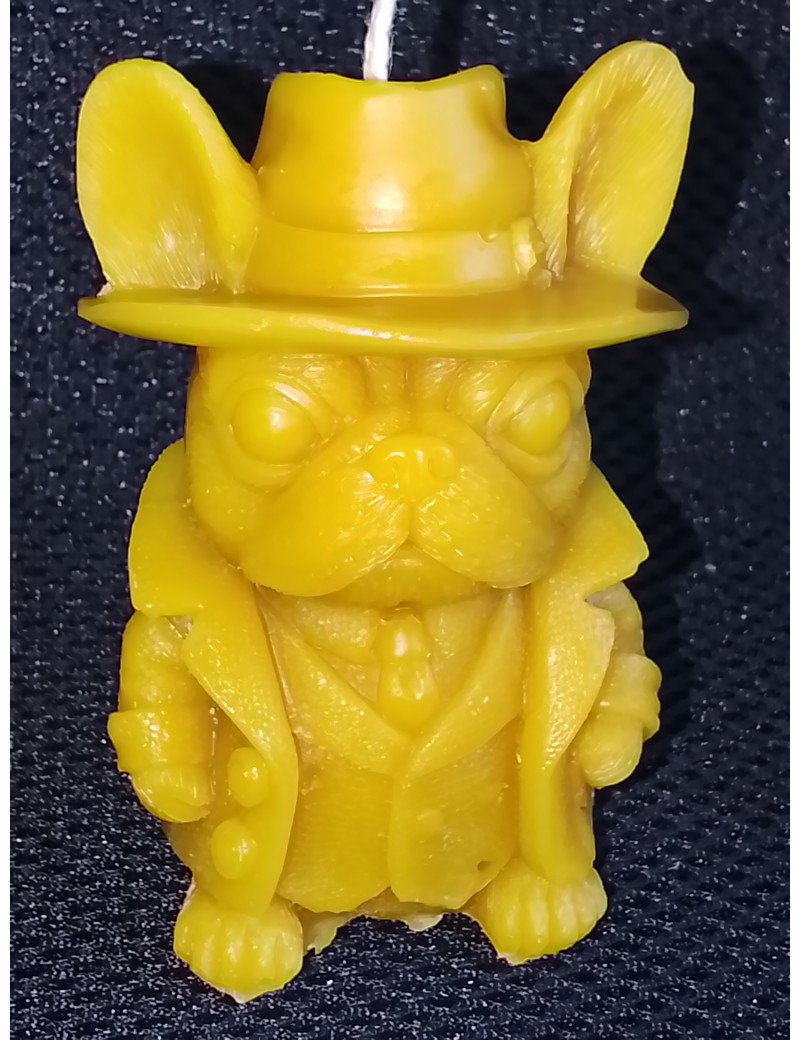 C338 Bulldog with Hat Beeswax Candle