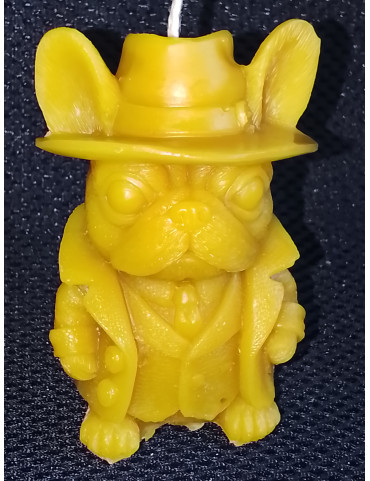 C338 Bulldog with Hat Beeswax Candle