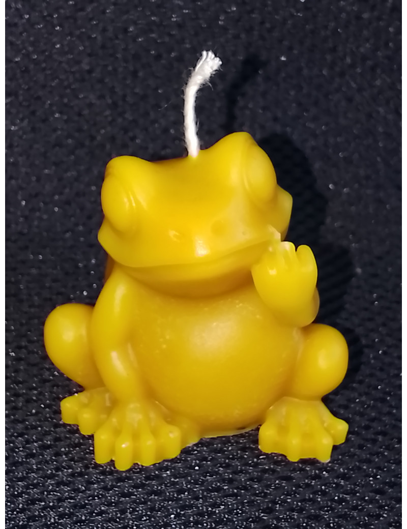C339 Frog with Gesture Beeswax Candle