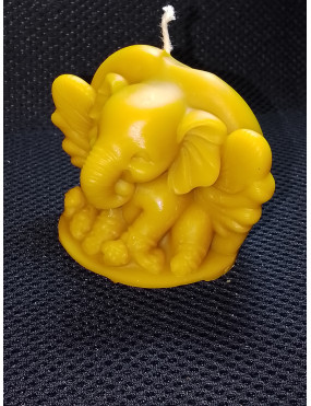 C351 Winged Happy Elephant Beeswax Candle