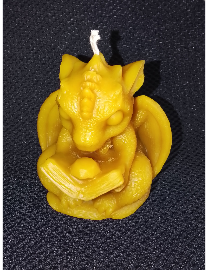 C356 Sitting Dragon Reading a Book Beeswax Candle