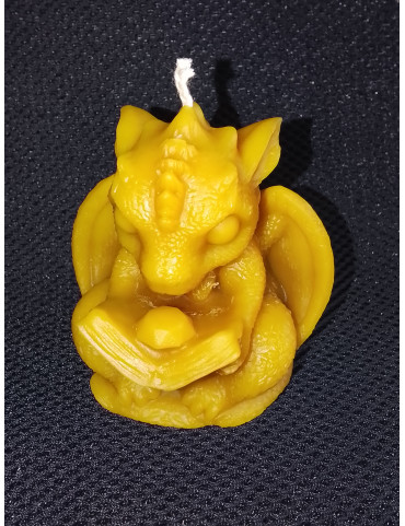 C356 Sitting Dragon Reading a Book Beeswax Candle