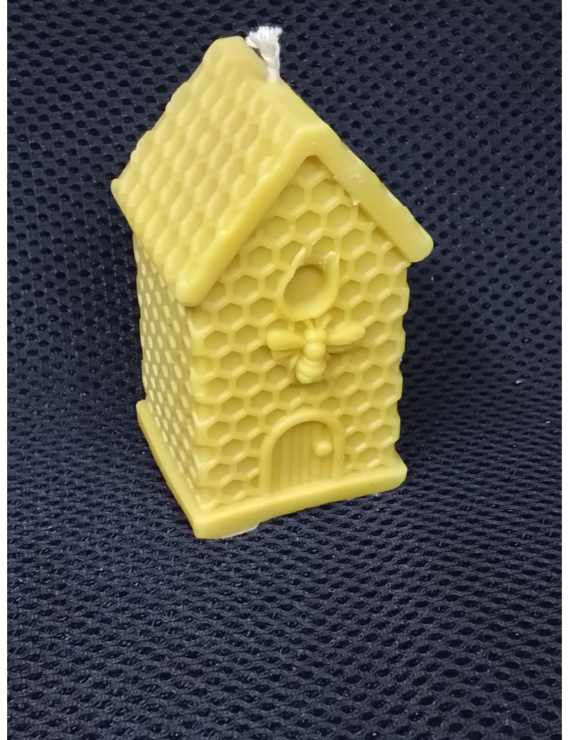 C371 Beehive Candle with Slanted Roof and Bee Symbol