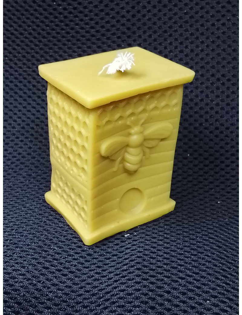 C372 Beehive Candle with Flat Roof and Bee Symbol