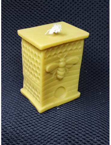 C372 Beehive Candle with Flat Roof and Bee Symbol