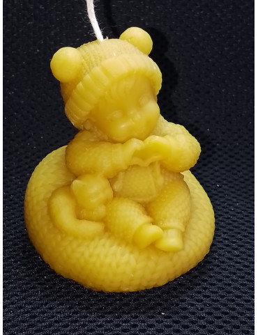 C388 Child with Kitten on Wool Cushion Candle