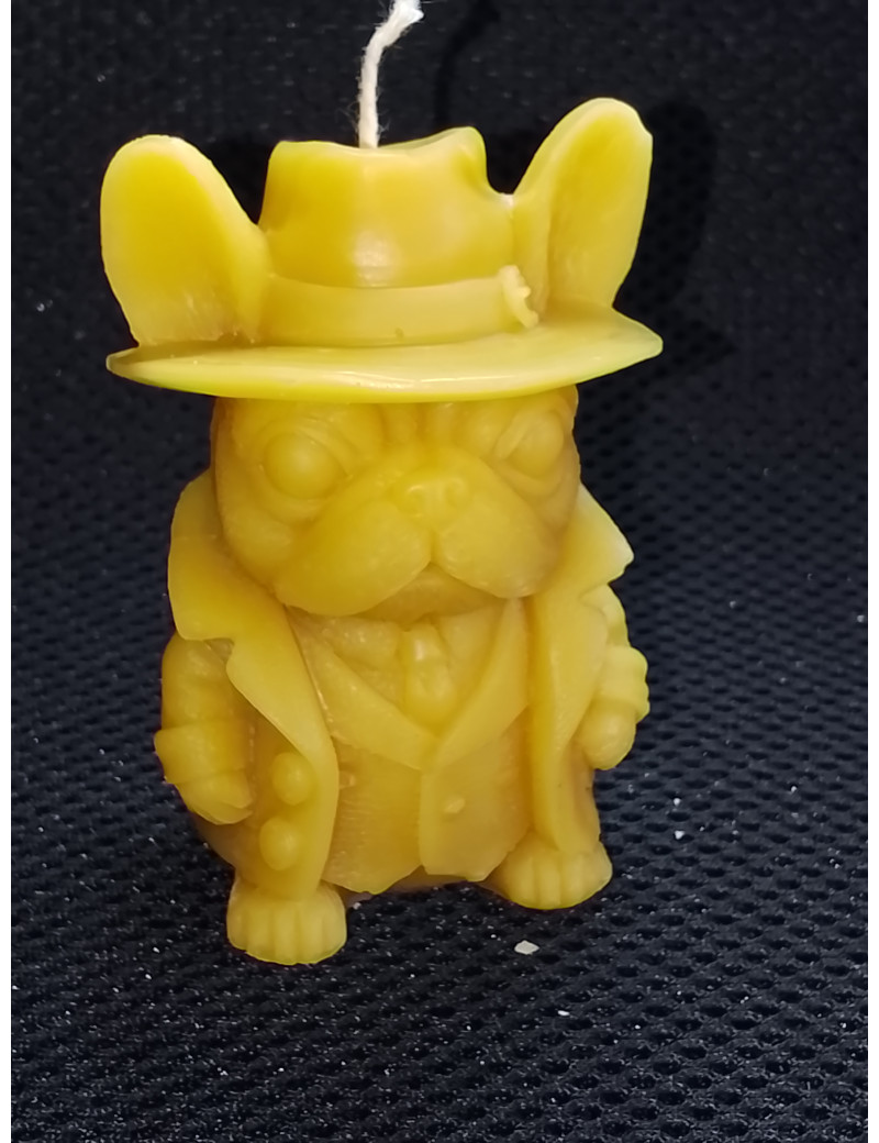 C389 French Bulldog with Hat Candle