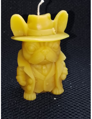 C389 French Bulldog with Hat Candle