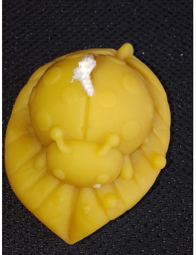 C423 Ladybug on Leaf Beeswax Candle