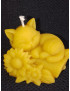 C424 Sleeping Cat Among Flowers Beeswax Candle