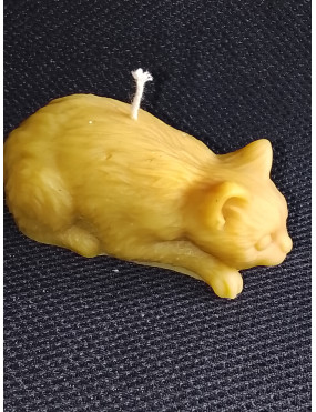 C451 Handmade Beeswax Lying Cat