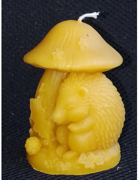 C460 Hedgehog Under Mushroom Beeswax Candle