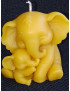 C463 Large Elephant with Baby Elephant Beeswax Candle