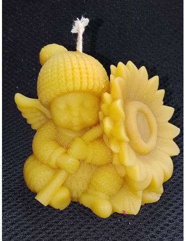 C471 Child in a Hat Holding a Sunflower