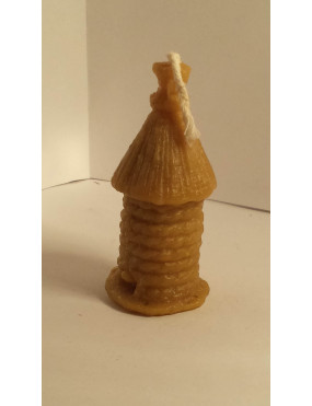 C023  Wax candle- beehive with a straw roof