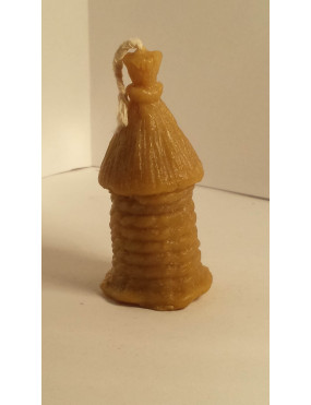 C023  Wax candle- beehive with a straw roof