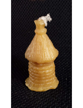 C023  Wax candle- beehive with a straw roof