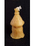 C023  Wax candle- beehive with a straw roof