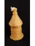 C023  Wax candle- beehive with a straw roof