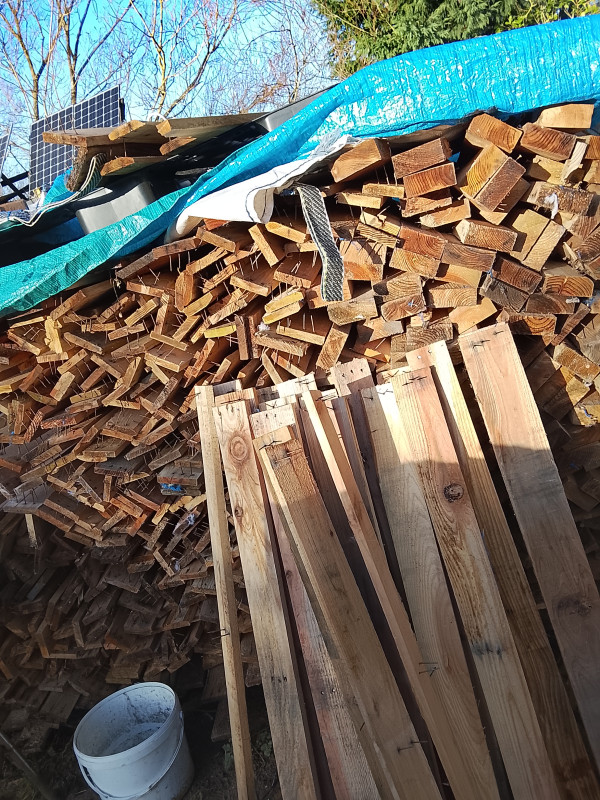 Wooden boards cut from recycled pallets